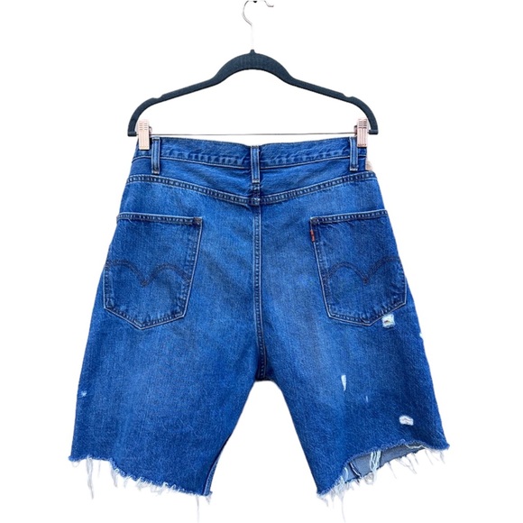 Levi’s 505C Orange Tab Remastered Tie Dye Patchwork Distressed Denim Shorts W42 - Picture 2 of 11